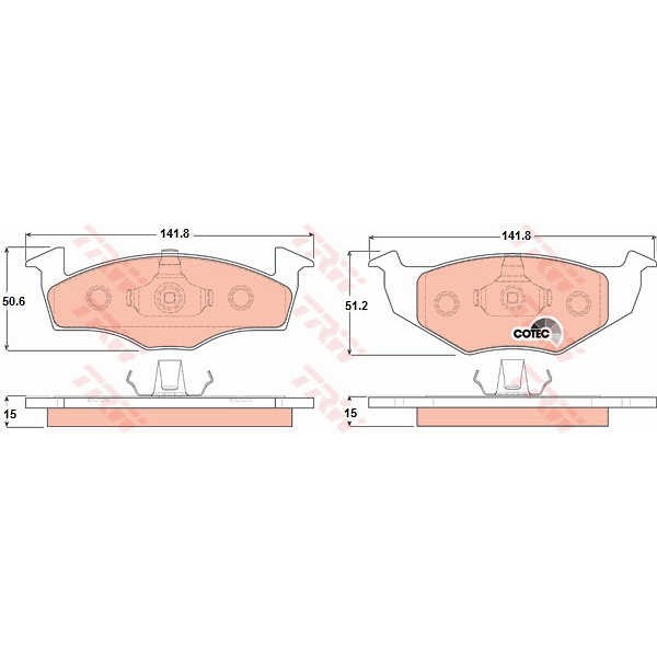 Слика на плочки TRW COTEC GDB1306 за Seat Ibiza 2 (6K) 1.0 i - 50 коњи бензин