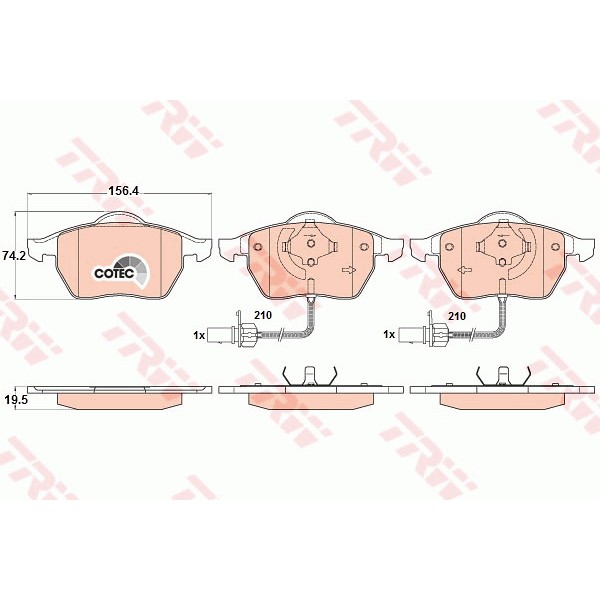 Слика на плочки TRW COTEC GDB1307 за Audi A4 Sedan (8D2, B5) 2.8 quattro - 193 коњи бензин