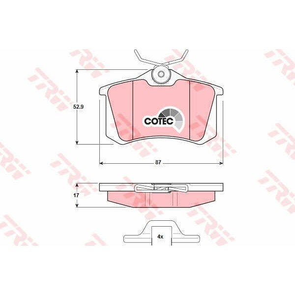 Слика на плочки TRW COTEC GDB1328 за VW Golf 3 Cabriolet (1E7) 1.6 - 101 коњи бензин