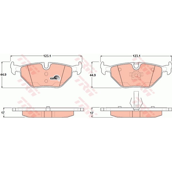 Слика на плочки TRW COTEC GDB1344 за BMW 3 Compact E46 316 ti - 115 коњи бензин