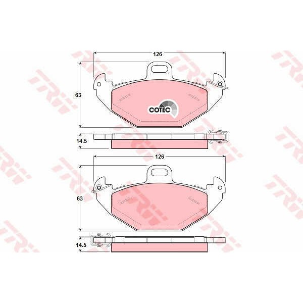 Слика на плочки TRW COTEC GDB1353 за Renault Laguna (B56,556) 2.0 16V (B56D/M) - 139 коњи бензин