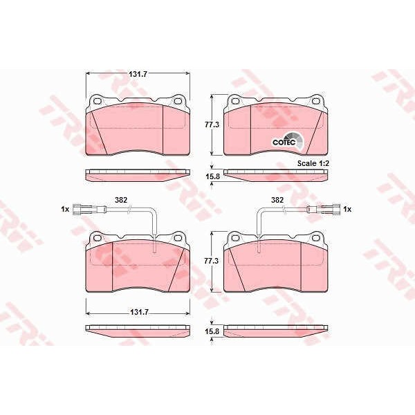 Слика на плочки TRW COTEC GDB1363 за Alfa Romeo 159 Sedan 2.4 JTDM - 200 коњи дизел