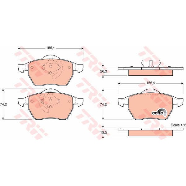 Слика на плочки TRW COTEC GDB1376 за Audi A4 Sedan (8D2, B5) 1.8 - 115 коњи бензин