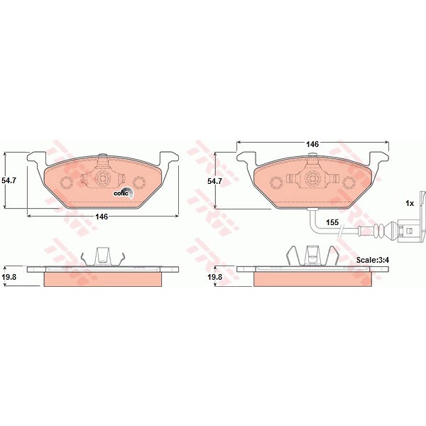 Слика на плочки TRW COTEC GDB1386 за VW Bora комби (1J6) 1.9 TDI - 90 коњи дизел