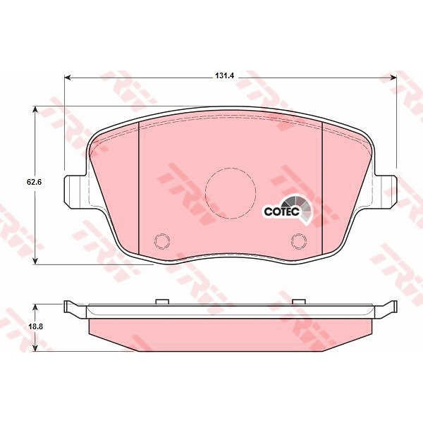 Слика на плочки TRW COTEC GDB1414 за Seat Ibiza 4 Sportcoupe (6J) 1.4 TDI - 80 коњи дизел