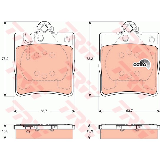 Слика на плочки TRW COTEC GDB1421 за Mercedes CLK Convertible (a209) CLK 350 (209.456) - 272 коњи бензин