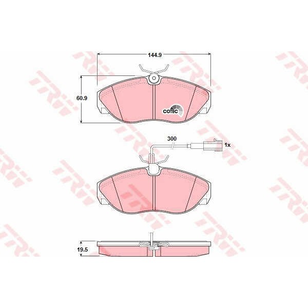 Слика на плочки TRW COTEC GDB1425 за Citroen Relay Platform 230 2.8 HDi - 128 коњи дизел