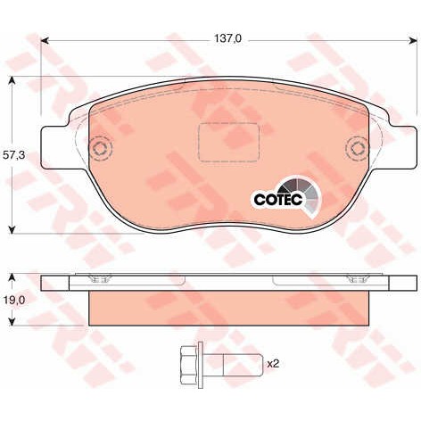 Слика на плочки TRW COTEC GDB1464 за Citroen C4 Coupe LA 1.6 HDi - 90 коњи дизел