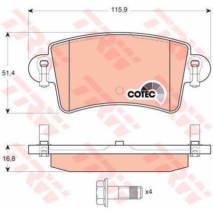 Слика на плочки TRW COTEC GDB1470 за Renault Master 2 Box (FD) 2.5 dCi - 101 коњи дизел