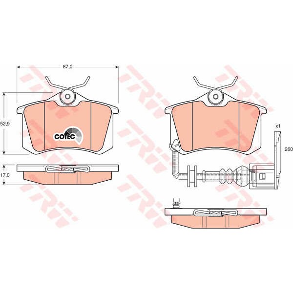 Слика на плочки TRW COTEC GDB1475 за Seat Ibiza 3 (6L) 1.4 16V - 100 коњи бензин