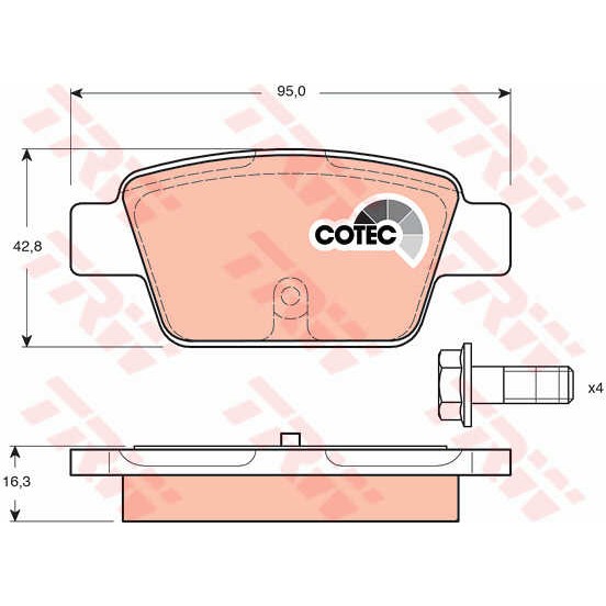 Слика на плочки TRW COTEC GDB1485 за Fiat Bravo 198 1.9 D Multijet - 120 коњи дизел