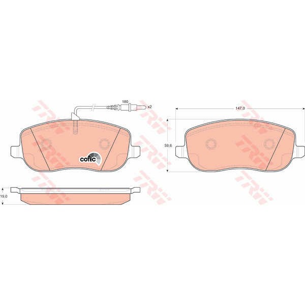 Слика на плочки TRW COTEC GDB1503 за Citroen C8 EA,EB 2.0 HDi - 109 коњи дизел