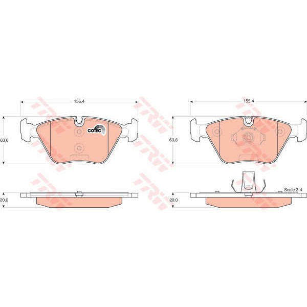 Слика на плочки TRW COTEC GDB1531 за BMW 3 Touring E46 330 d - 204 коњи дизел