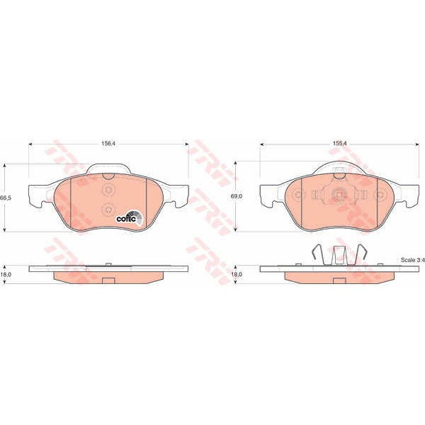 Слика на плочки TRW COTEC GDB1540 за Renault Laguna 2 Grandtour (KG0-1) 1.9 dCi (KG1A, KG1W) - 110 коњи дизел