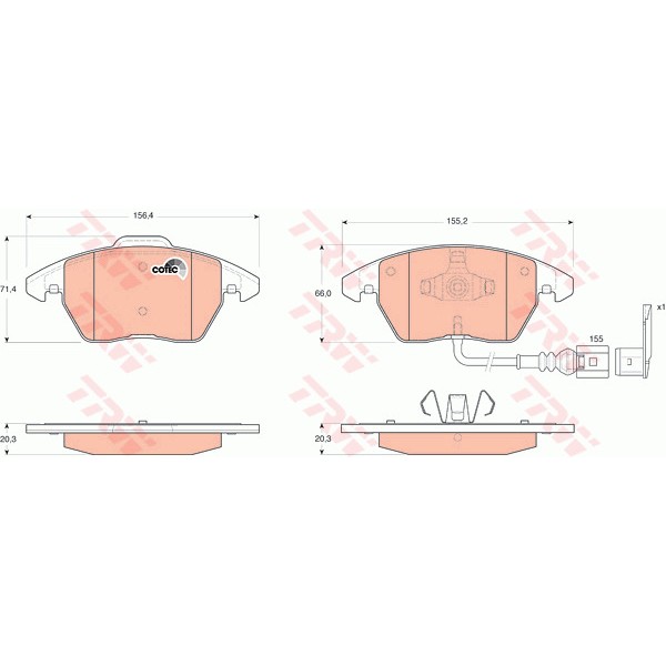 Слика на плочки TRW COTEC GDB1550 за VW Caddy 3 Box 1.9 TDI 4motion - 105 коњи дизел