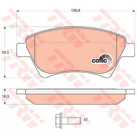 Слика на плочки TRW COTEC GDB1552 за Renault Scenic 2 (JM0-1) 1.9 dCi (JM0G, JM12, JM1G, JM2C) - 120 коњи дизел