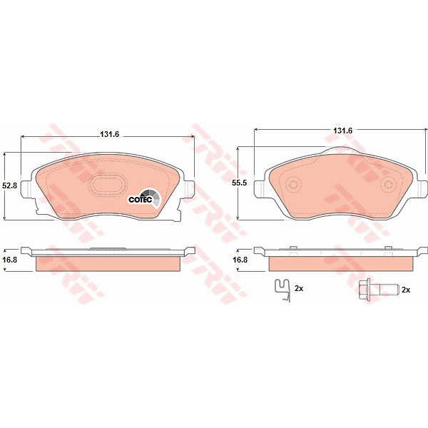 Слика на плочки TRW COTEC GDB1570 за Opel Tigra TwinTop 1.8 - 125 коњи бензин