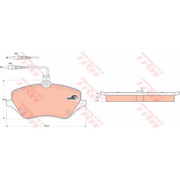Слика на плочки TRW COTEC GDB1595 за Citroen C6 Sedan 3.0 V6 - 211 коњи бензин