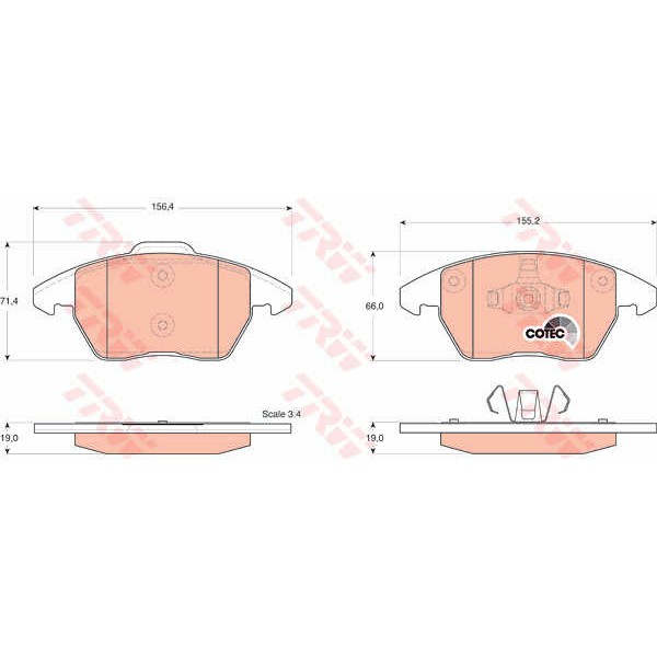 Слика на плочки TRW COTEC GDB1605 за VW Beetle (5C1) 1.6 TDI - 105 коњи дизел