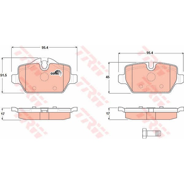 Слика на плочки TRW COTEC GDB1612 за Mini Countryman (R60) Cooper S ALL4 - 190 коњи бензин