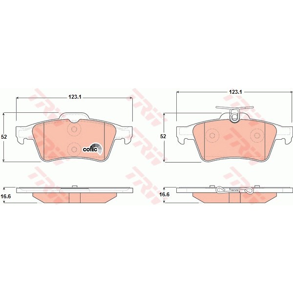 Слика на Плочки TRW COTEC GDB1621 за Mazda 3 Saloon (BK) 2.3 - 160 коњи бензин