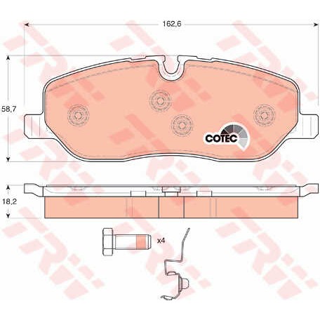 Слика на плочки TRW COTEC GDB1631 за Range Rover 3 (LM) 4.4 4x4 - 306 коњи бензин