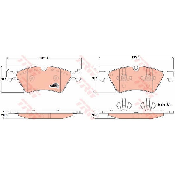 Слика на плочки TRW COTEC GDB1642 за Mercedes R-class (w251,v251) R 350 CGI 4-matic (251.057, 251.157) - 306 коњи бензин