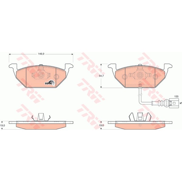 Слика на плочки TRW COTEC GDB1658 за VW Golf 4 (1J1) 1.9 SDI - 68 коњи дизел