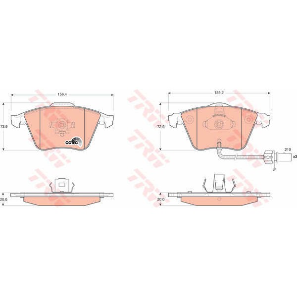 Слика на плочки TRW COTEC GDB1659 за Audi A6 Allroad (4FH, C6) 3.2 FSI quattro - 255 коњи бензин