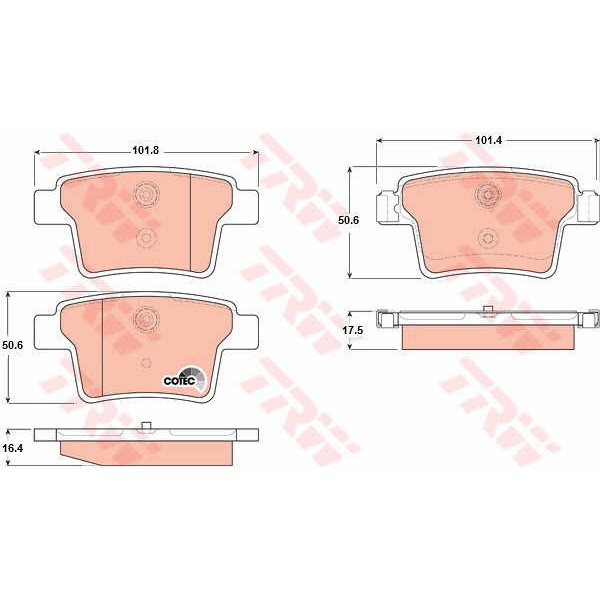 Слика на плочки TRW COTEC GDB1665 за Ford Mondeo 3 Clipper (BWY) 2.5 V6 24V - 170 коњи бензин