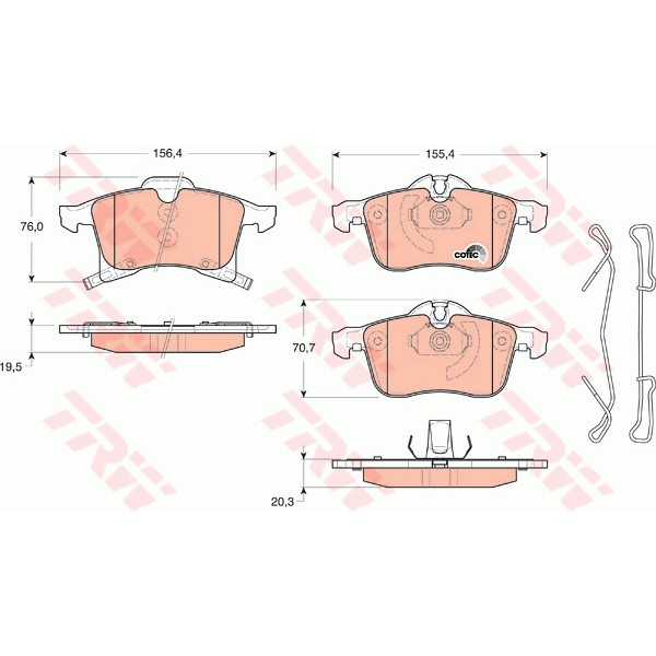 Слика на плочки TRW COTEC GDB1668 за Opel Astra H GTC 1.7 CDTI - 110 коњи дизел