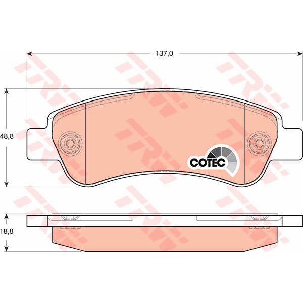 Слика на плочки TRW COTEC GDB1682 за Fiat Ducato BOX 250 115 Multijet 2,0 D - 116 коњи дизел