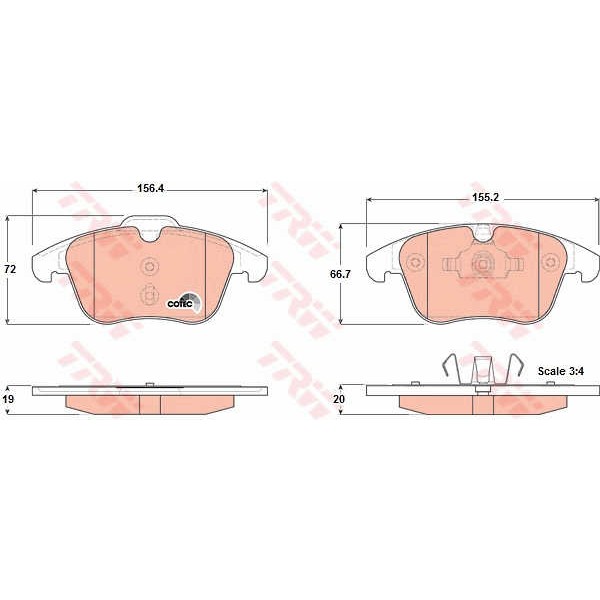 Слика на плочки TRW COTEC GDB1683 за Ford Mondeo 4 Turnier 2.0 TDCi - 163 коњи дизел