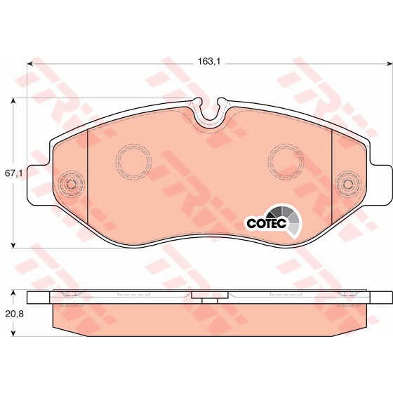 Слика на плочки TRW COTEC GDB1698 за Mercedes Sprinter 3.5-t Box (906) 311 CDI 4x4 (906.631, 906.633, 906.635, 906.637) - 109 коњи дизел