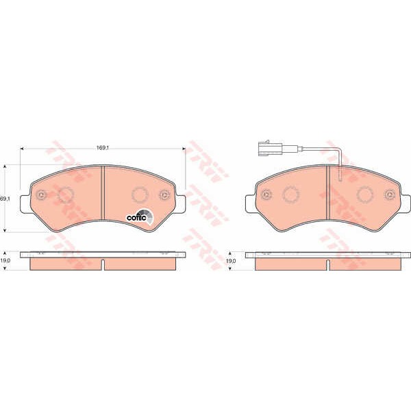 Слика на плочки TRW COTEC GDB1703 за Peugeot Boxer Platform 3.0 HDi 175 - 177 коњи дизел