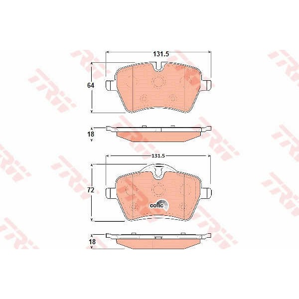 Слика на плочки TRW COTEC GDB1712 за Mini Countryman (R60) Cooper SD - 143 коњи дизел