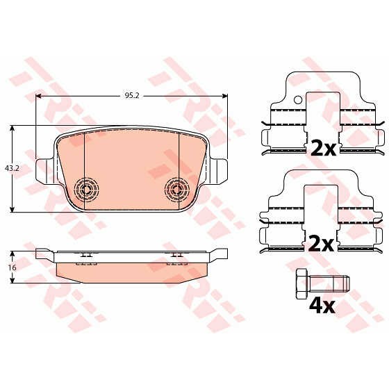 Слика на плочки TRW COTEC GDB1732 за Ford Mondeo 4 Saloon 1.6 EcoBoost - 160 коњи бензин