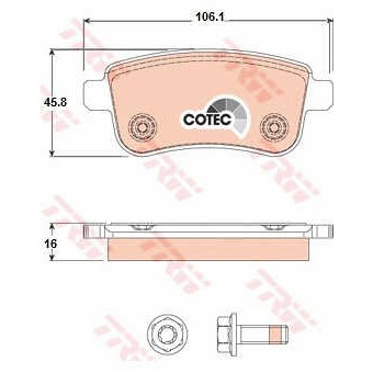 Слика на плочки TRW COTEC GDB1791 за Renault Grand Scenic 3 (JZ0-1) 1.6 E85 - 110 коњи Бензин/Етанол