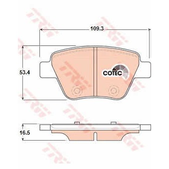 Слика на плочки TRW COTEC GDB1841 за VW Jetta 6 (162) 2.5 FSI - 170 коњи бензин