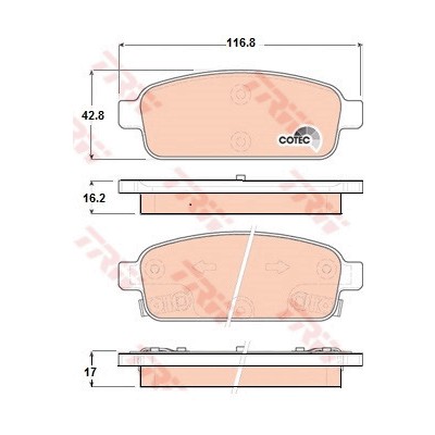 Слика на плочки TRW COTEC GDB1844 за CHEVROLET CRUZE Hatchback 305 1.4 - 101 коњи бензин