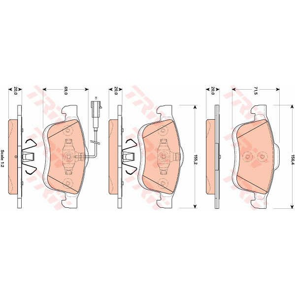 Слика на плочки TRW COTEC GDB1864 за Opel Combo Box (X12) 1.6 CDTI - 90 коњи дизел