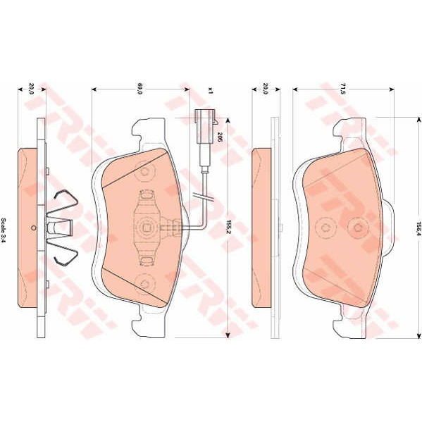 Слика на плочки TRW COTEC GDB1865 за Fiat Doblo Cargo Platform 263 1.3 D Multijet - 90 коњи дизел