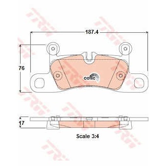 Слика на плочки TRW COTEC GDB1875 за Porsche 911 (991) 3.4 Carrera 4 - 350 коњи бензин