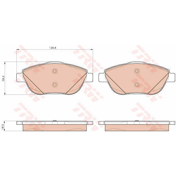 Слика на плочки TRW COTEC GDB1926 за Citroen C3 II Hatchback 1.6 BlueHDi 75 - 75 коњи дизел