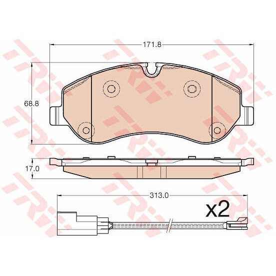 Слика на плочки TRW COTEC GDB1967 за Ford Transit Custom Box 2.2 TDCi - 155 коњи дизел