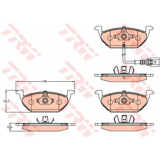 Слика на плочки TRW COTEC GDB2108 за VW Beetle (9C1,1C1) 1.6 - 100 коњи бензин