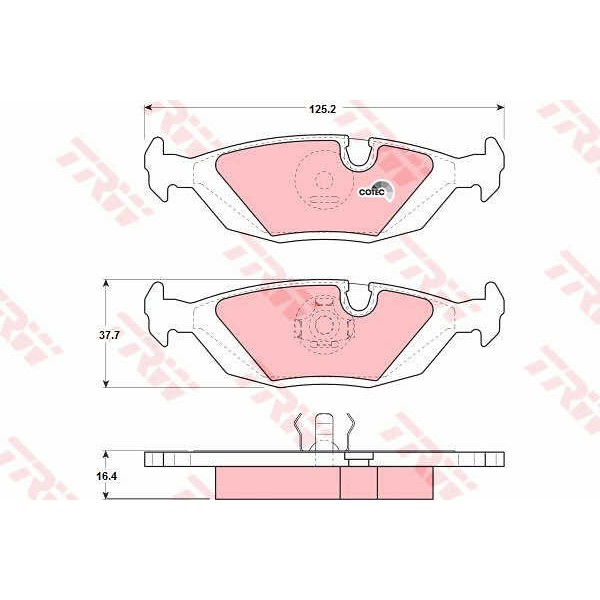 Слика на плочки TRW COTEC GDB299 за BMW 6 Coupe (E24) 628 CSi - 184 коњи бензин