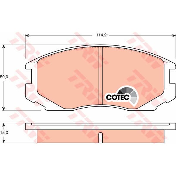 Слика на плочки TRW COTEC GDB3046 за Mitsubishi Lancer 4 Hatchback (C6,C7 A) 1.6 16V (C76A, C66A) - 113 коњи бензин