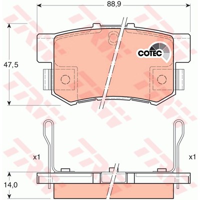 Слика на плочки TRW COTEC GDB3175 за Honda Civic 7 Saloon (ES) 2.0 - 160 коњи бензин