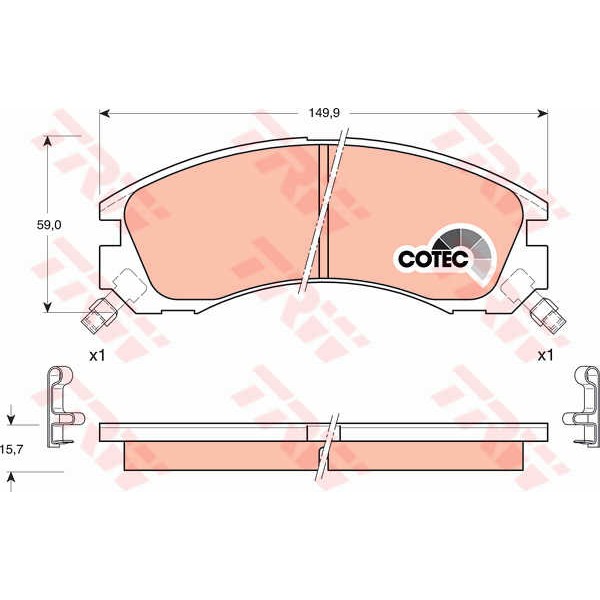 Слика на плочки TRW COTEC GDB3200 за Mitsubishi Outlander 3 (gg_w, gf_w) 2.2 Di-D - 150 коњи дизел